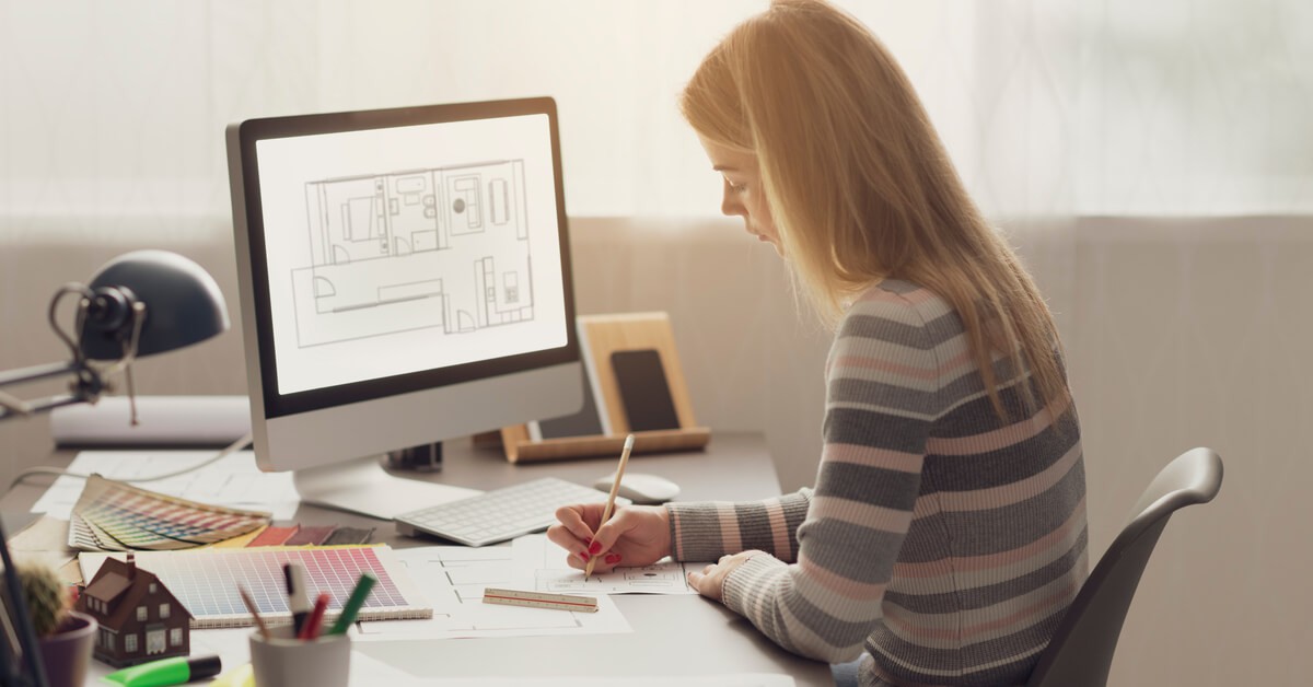 female architect using computer