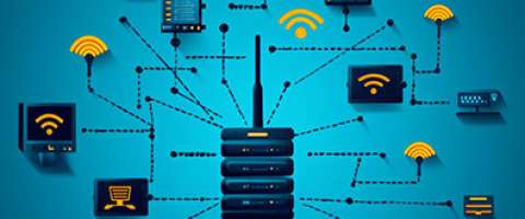 Stylized diagram of a network setup