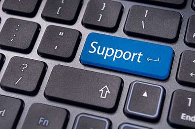 Close up image of computer keyboard with Support key