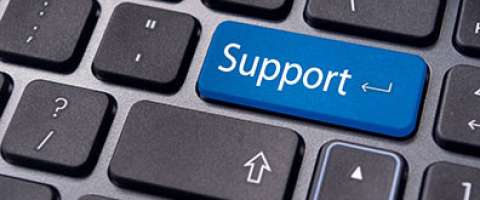 Close up image of computer keyboard with Support key
