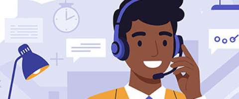 Illustration of remote worker on mobile phone