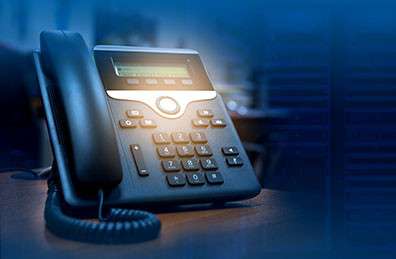 Stylized close-up image of an internet-based VoIP telephone