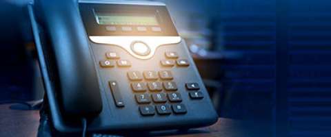 Stylized close-up image of an internet-based VoIP telephone