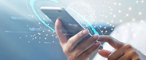 Stylized photo of smartphone with close-up of hands