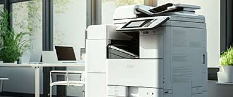 Photo of a large office printer in an office