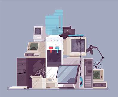 Illustration of broken office equipment