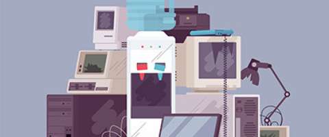 Illustration of broken office equipment